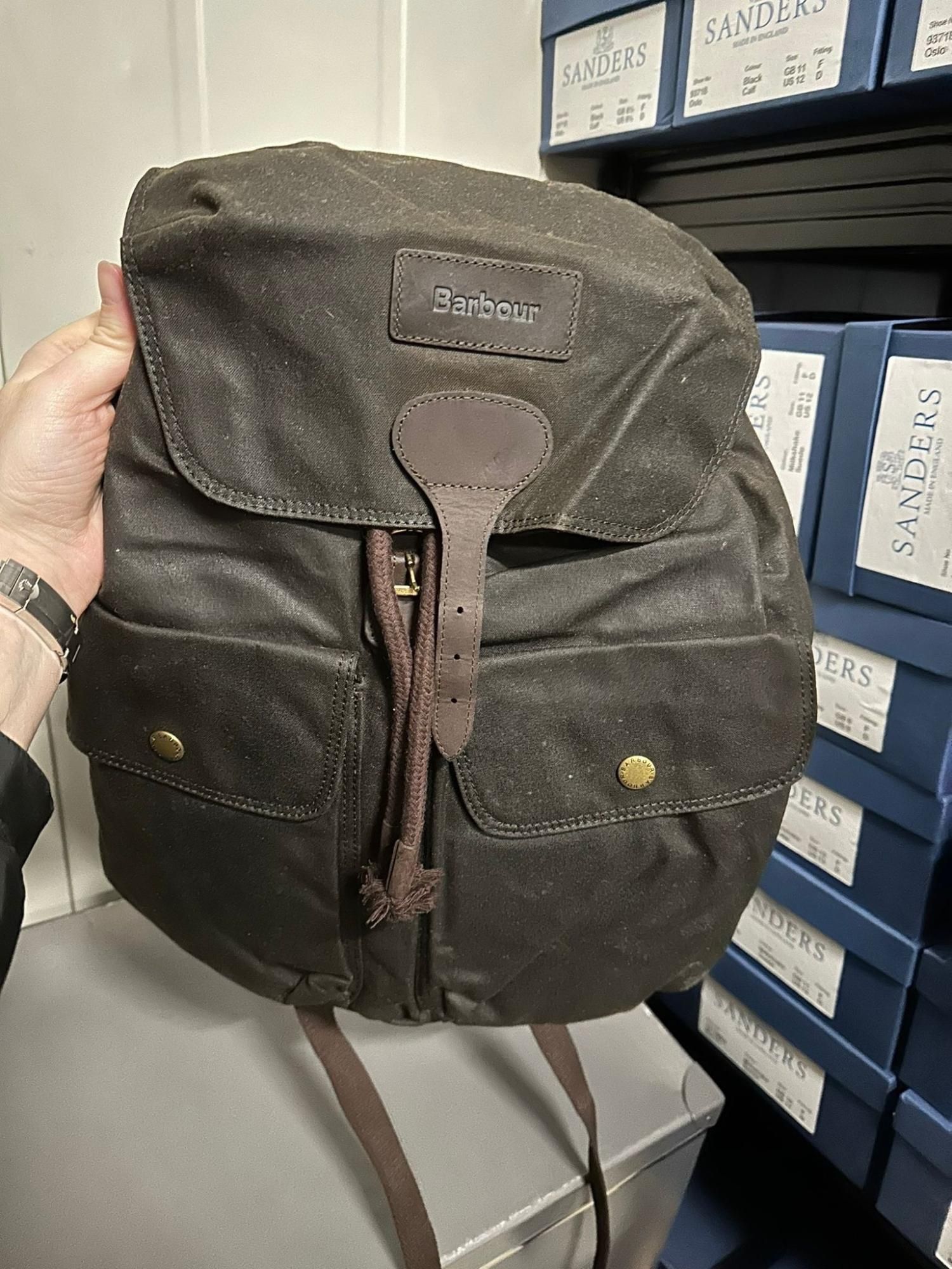 Barbour store wax backpack